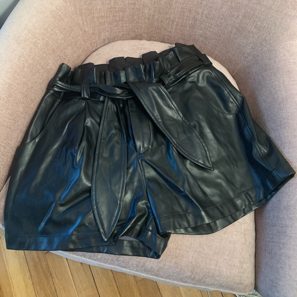 David Lerner faux leather shorts